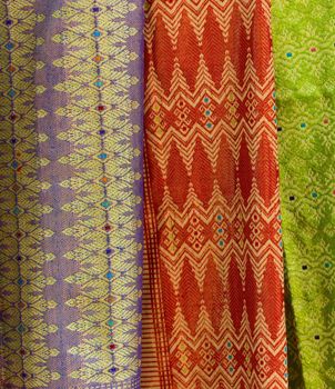 Assortment of colorful fabrics for sale in Bali, Indonesia