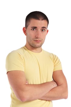 Attractive young man. All on white background.