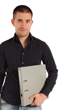 Attractive young student. All on white background.