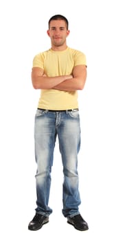 Full length shot of an attractive young man standing. All isolated on white background.