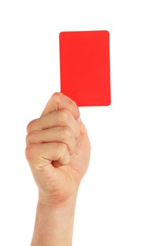 A human hand holding a red card. All on white background.