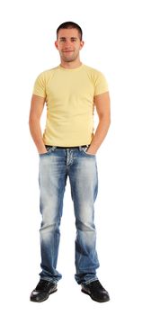 Full length shot of an attractive young man standing. All isolated on white background.