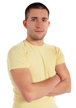 Attractive young man. All on white background.
