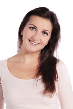 Attractive young woman. All on white background.