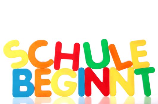 German term for school starts. All on white background.