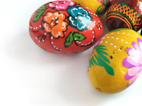 Easter eggs painted by bright paints (manual job) (handmade) - isolated white background