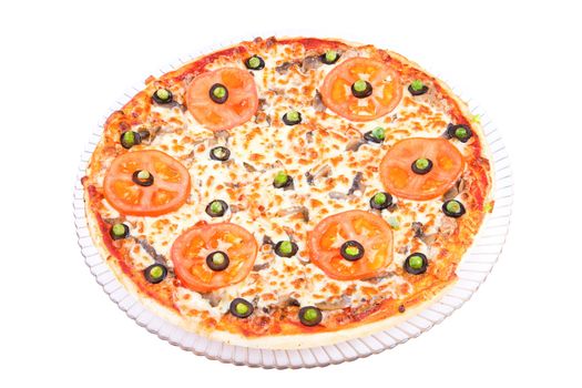 The top view on the Pizza ala Siciliana 