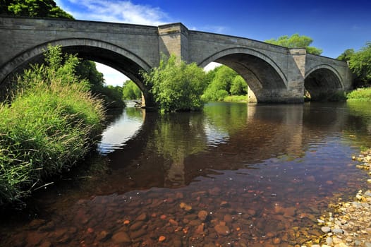 The bridge across the River Tees at Piercebridge, Yorkshire, UK.