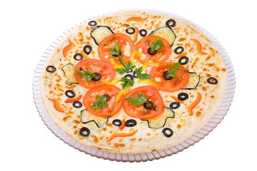 The top view on the Vegetarian Pizza