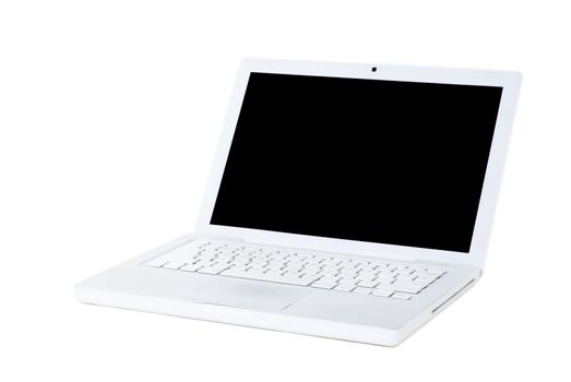 White portable computer isolated on a white background.