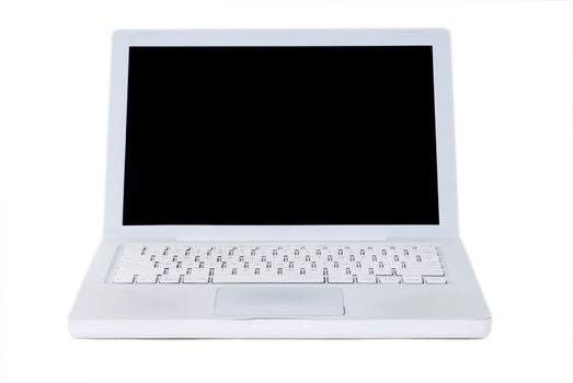 White portable computer isolated on a white background.