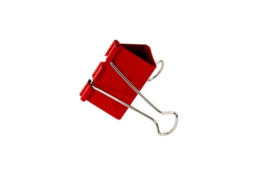 A red binder clip isolated on white with clipping path.