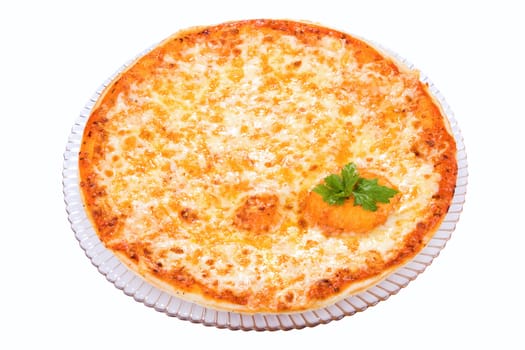The top view on the Four Cheeses Pizza
