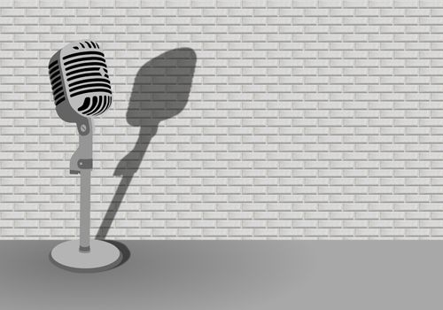 microphone in front of a wall