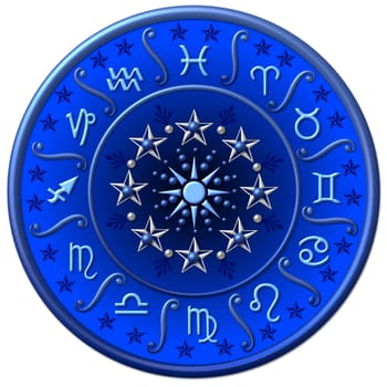 zodiac sign silver - blue