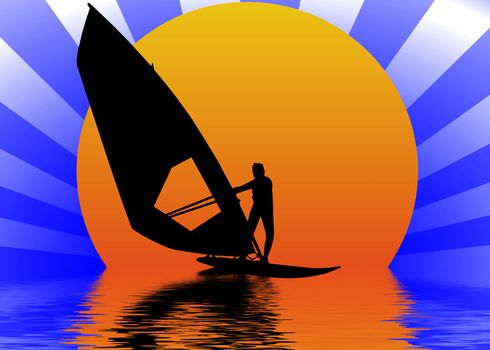 colorful surfing silhouette