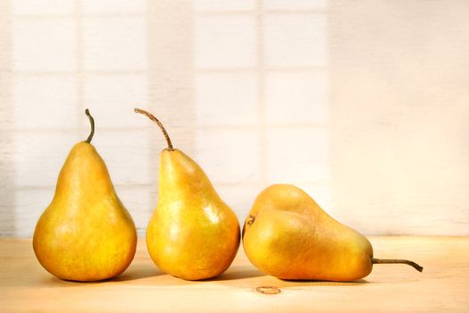 Three pears on the table