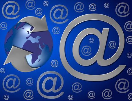 email sign with a blue globe