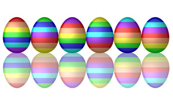 illustration of 6 multicolor rainbow easter eggs
