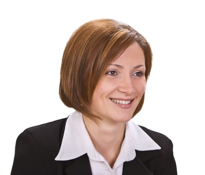 Portrait of a smiling woman against a white background.