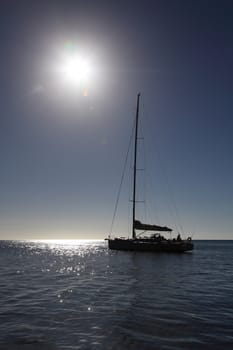 Catamaran on a sailing trip.