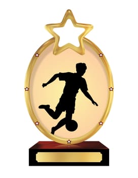 Illustration of an isolated trophy with a silhouette of a person playing football