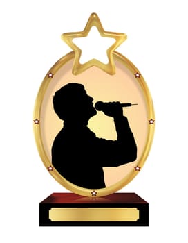 Illustration of an isolated trophy with a silhouette of a person singing