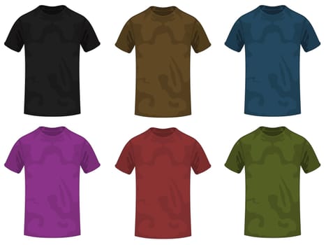 Illustration of six T-shirts isolated on white