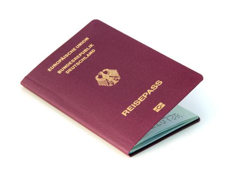 A typical modern german passport. All isolated on white background.