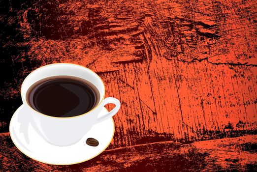Morning black Coffee on a dark abstract wooden texture