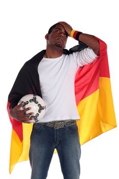A frustrated german soccer supporter. All on white background.