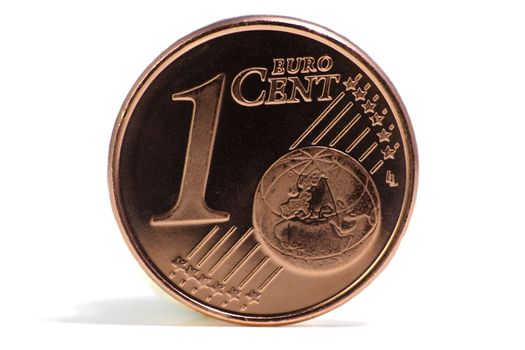 A single euro cent on a plain white background.