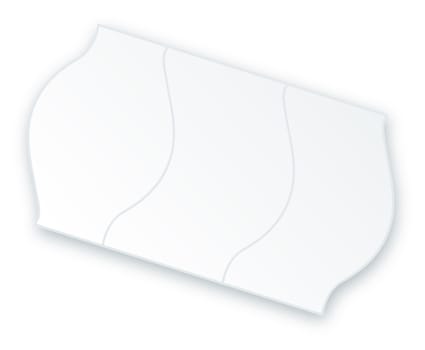 A stylized price tag. All on white background.