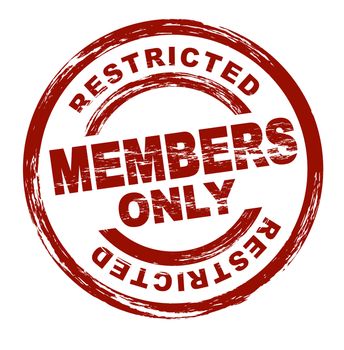 A stylized red stamp symbolizing a restricted member area. All on white background.