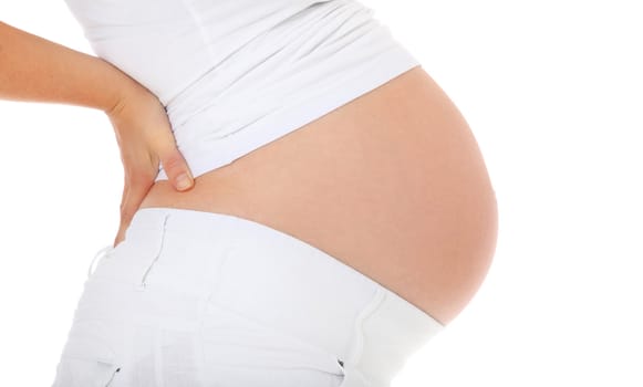 Pregnant woman. All on white background.