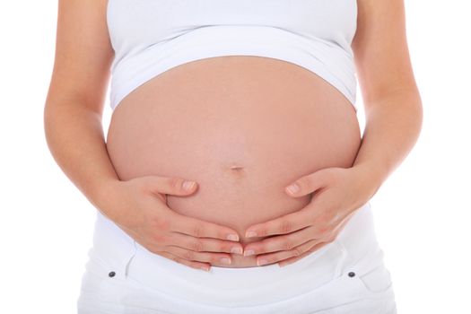 Pregnant woman. All on white background.