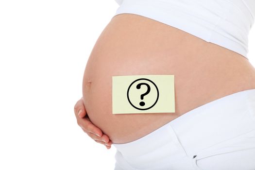 Pregnant woman. All on white background.