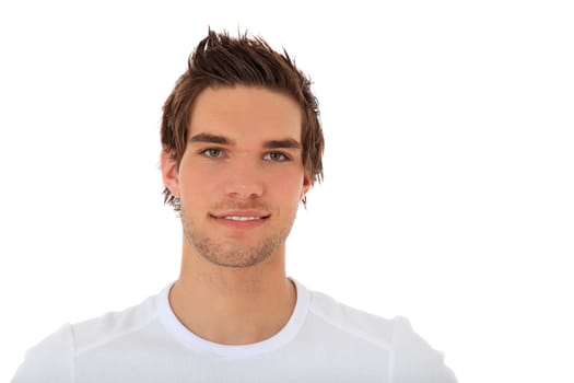 Attractive young man. All on white background.