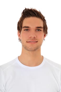 Attractive young man. All on white background.