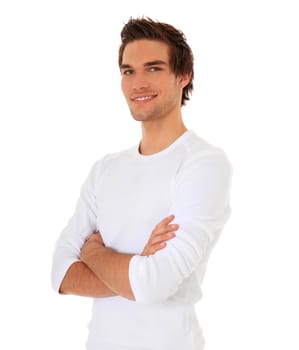 Attractive young man. All on white background.