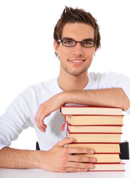 Attractive student. All on white background.