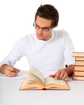 Attractive student. All on white background.