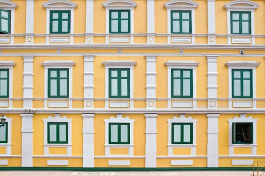 green window of retro Yellow  building pattern