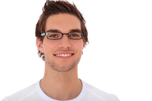 Attractive young man. All on white background.