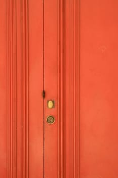 Door lock with Key Hole on Red Wodden Door