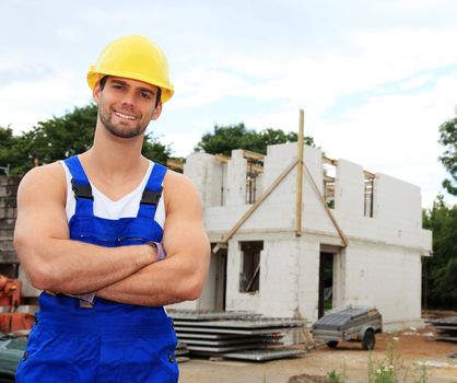 Manual worker on construction site.