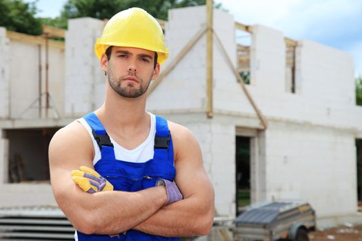 Manual worker on construction site.