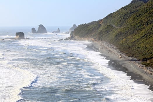 Coastal line from Pancake Rock Canyon Punakaiki New Zealand