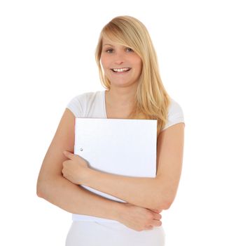 Attractive young student. All on white background.