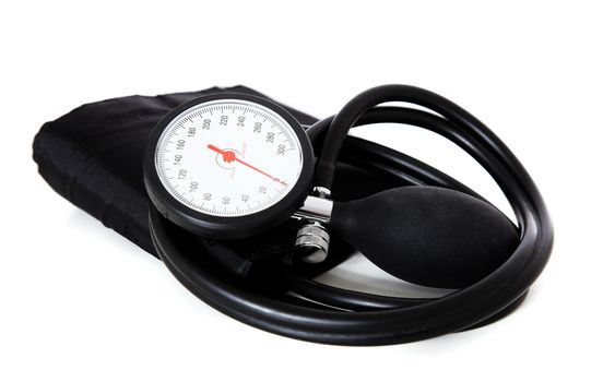 A single sphygmomanometer, isolated on white background.